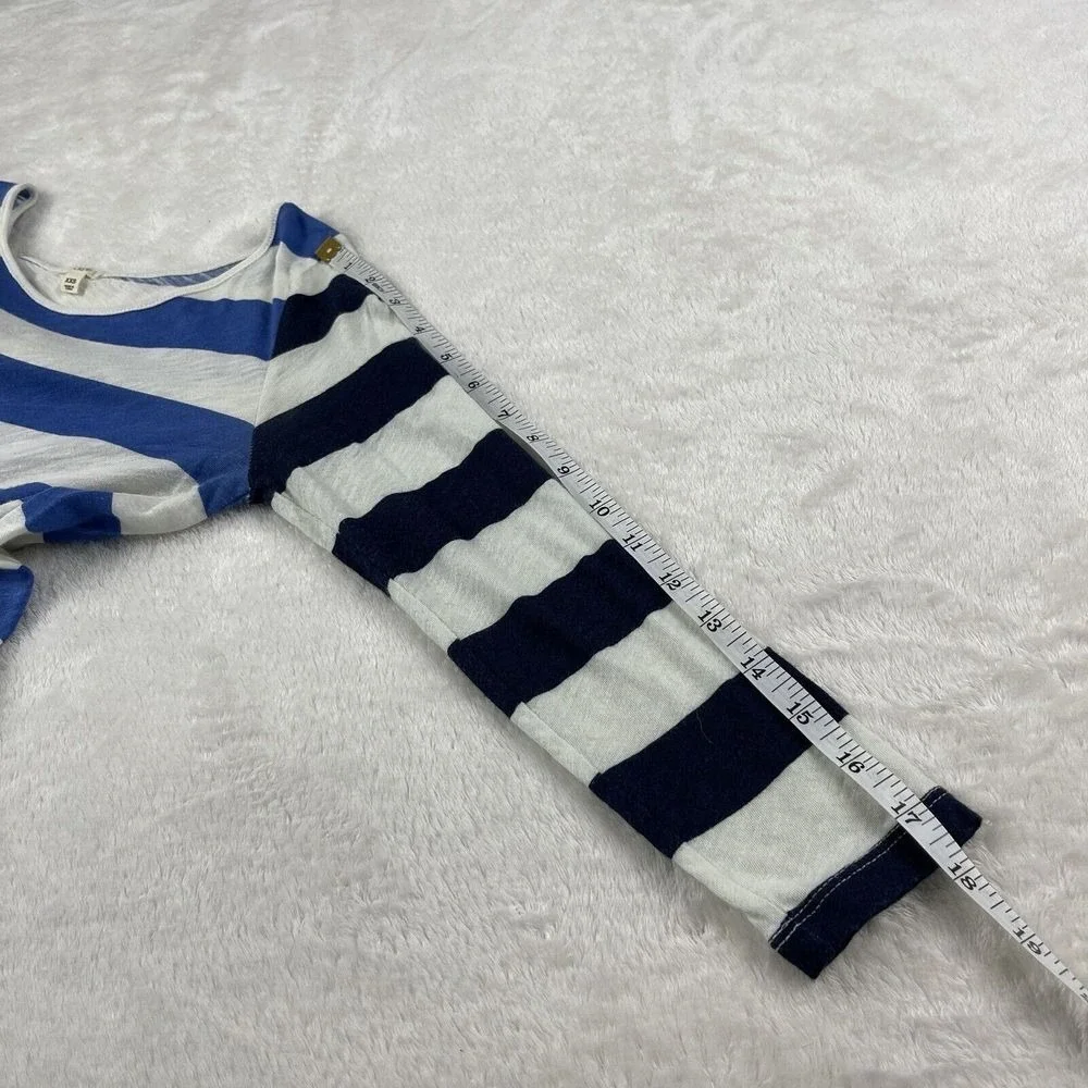 J Crew Nautical Stripe Top Womens XXS Blue White 3/4 Sleeve Sailor‎ Light Tee LS